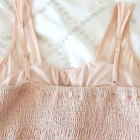 NWT Lace soft dusty rose pink smocked mini dress size medium - Picture 7 of 9